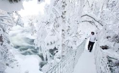 atravesando puente nevado laponia